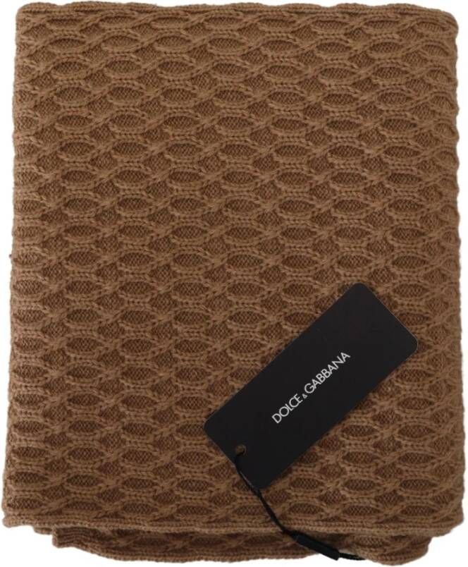 Dolce & Gabbana Donkerbruine Gebreide Sjaal met Logo Details voor Vrouwen Bruin Dames