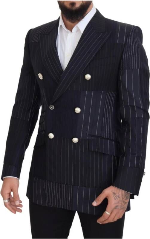 Dolce & Gabbana Double-Breasted Coats Blauw Heren