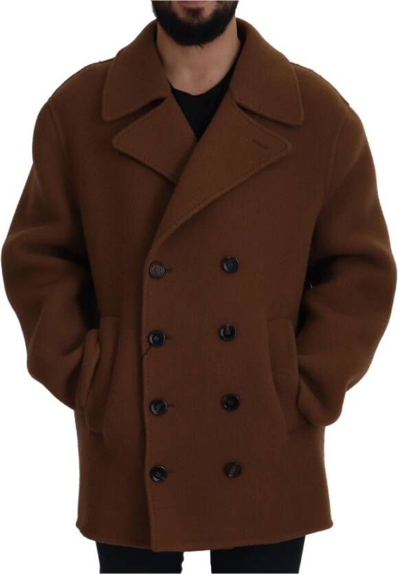 Dolce & Gabbana Double-Breasted Coats Bruin Heren