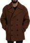 Dolce & Gabbana Bruine Double Breasted Peacoat Jas Brown Heren - Thumbnail 2