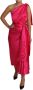 Dolce & Gabbana Dress Pink Fitted Cut One Shoulder Midi Dress Roze Dames - Thumbnail 2