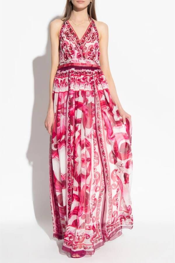 Dolce & Gabbana Zijden maxi-jurk Roze Dames