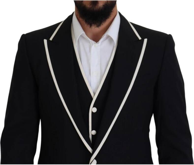 Dolce & Gabbana Elegant 3-Delig Slim Fit Pak Zwart Heren