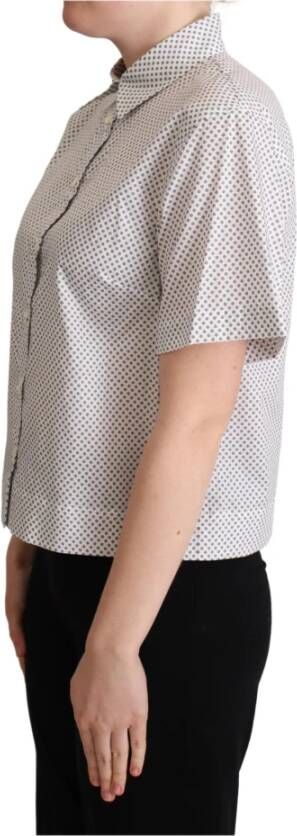 Dolce & Gabbana Elegante Polka Dot Knoopshirt Gray Dames