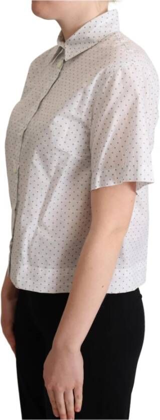 Dolce & Gabbana Elegante Polka Dots Kraag Shirt White Dames
