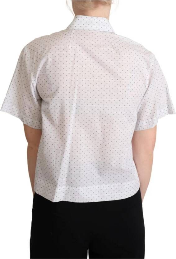 Dolce & Gabbana Elegante Polka Dots Kraag Shirt White Dames