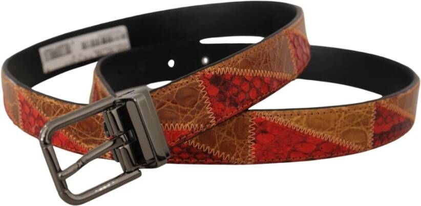 Dolce & Gabbana Exotische Vintage Chroom Gesp Riem Meerkleurig Dames