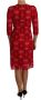Dolce & Gabbana Floral Crochet Lace Red Pink Sheath Dress Rood Dames - Thumbnail 2