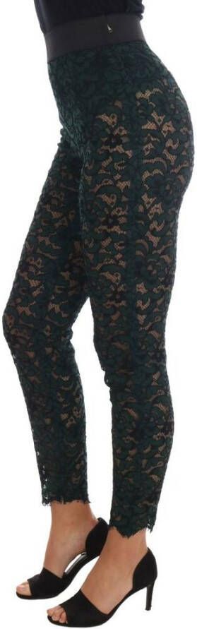 Dolce & Gabbana Floral Lace Leggings Pants Groen Dames