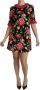 Dolce & Gabbana Zwarte Bloemen Kant A-Lijn Mini Jurk Black Dames - Thumbnail 2