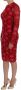 Dolce & Gabbana Floral Crochet Lace Red Pink Sheath Dress Rood Dames - Thumbnail 4
