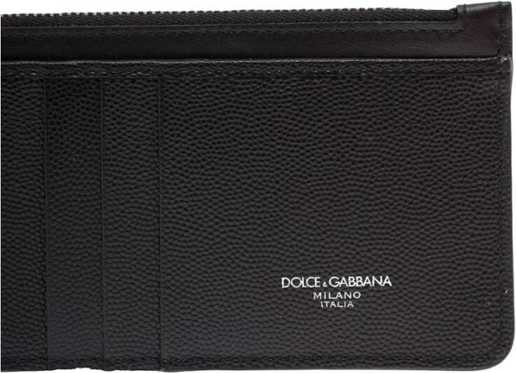Dolce & Gabbana Gehamerd Zwart Leren Portemonnee Black Heren