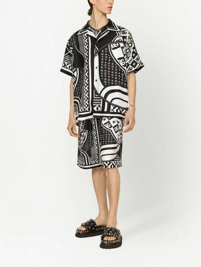Dolce & Gabbana geometrisch printshirt Zwart Heren