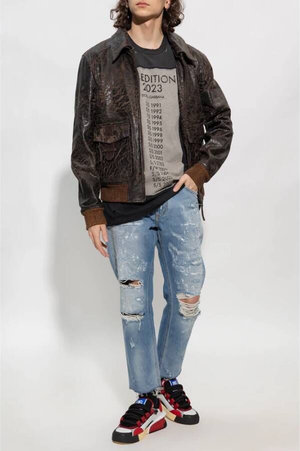 Dolce & Gabbana Gepatcht T-shirt Grijs Heren