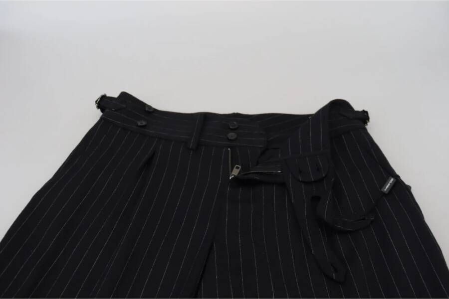 Dolce & Gabbana Gestreepte Wol Chino Broek Black Heren