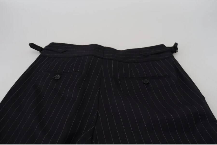 Dolce & Gabbana Gestreepte Wol Chino Broek Black Heren
