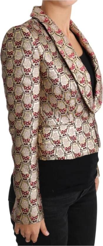 Dolce & Gabbana Glamoureuze Floral Sequined Blazer Yellow Dames