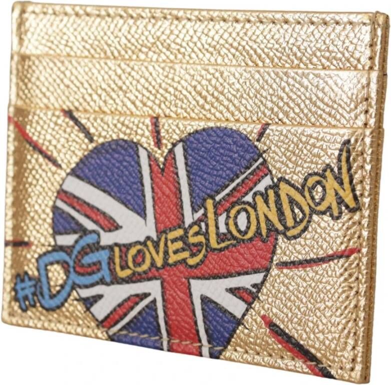 Dolce & Gabbana Gold Leather #DGLovesLondon Women Cardholder Case Wallet Geel Dames