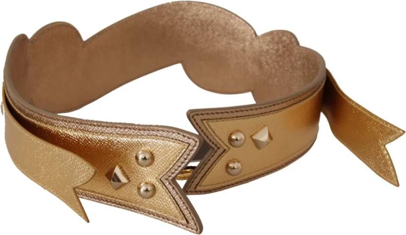 Dolce & Gabbana Gouden Leren Love Patch Tas Schouderband Geel Dames