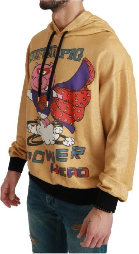 Dolce & Gabbana Gold Pig of the Year Hooded Sweater Geel Heren