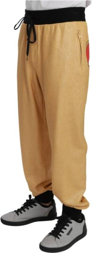 Dolce & Gabbana Gold Year Of The Pig Cotton Mens Pants Geel Heren