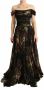 Dolce & Gabbana Elegante Bloemen Off-Shoulder Gelegenheidsjurk Black Dames - Thumbnail 2