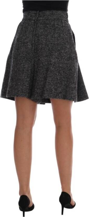 Dolce & Gabbana Gray A-Line Above Knee Wool Tweed Skirt Grijs Dames