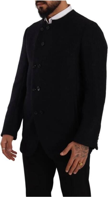 Dolce & Gabbana Gray Alpaca Button Down Men Coat Jacket Grijs Heren