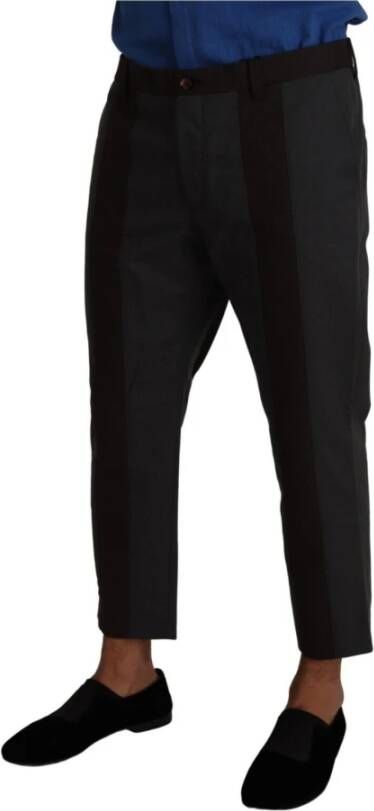 Dolce & Gabbana Gray Bordeaux Striped Cropped Trouser Pants Grijs Heren