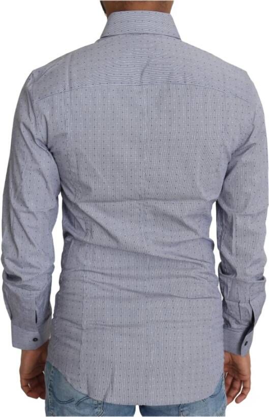 Dolce & Gabbana Gray Dotted Semi Fitted Formal Sicilia Shirt Grijs Heren