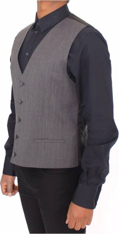 Dolce & Gabbana Grijze Wol Stretch Jurk Vest Jas Blazer Grijs Heren