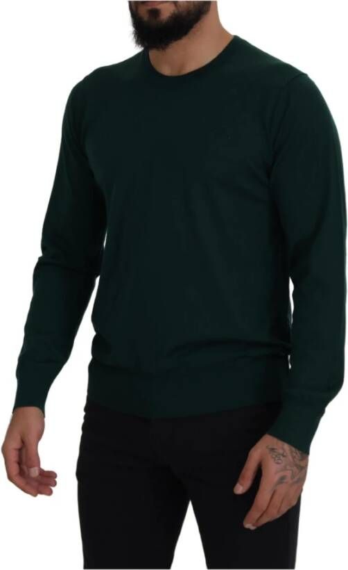 Dolce & Gabbana Green Cashmere Crewneck Pullover Sweater Groen Heren
