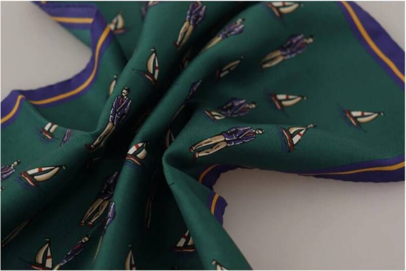 Dolce & Gabbana Groen Bedrukte Zijden Vierkante Sjaal Wrap Groen Dames