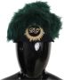 Dolce & Gabbana Groene Bont Cloche Pet met Logo Borduursel Green Dames - Thumbnail 2