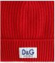 Dolce & Gabbana Rode Ribgebreide Hoeden met Logo Ontwerp Red Heren - Thumbnail 2