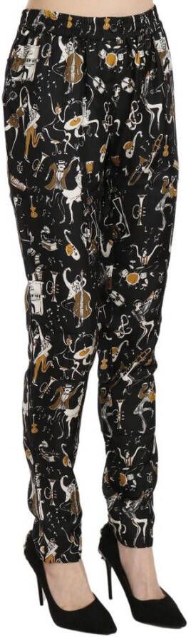 Dolce & Gabbana Jazz Club print hoge taille taps toelopende broek Zwart Dames