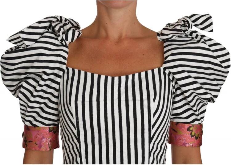 Dolce & Gabbana Kort Pofmouw Crop Top met Kristal Knoopversiering Meerkleurig Dames