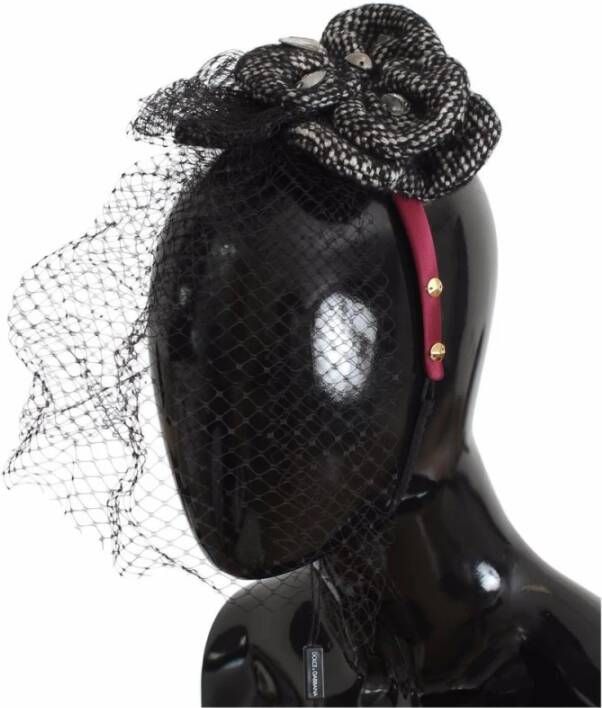 Dolce & Gabbana Kristalversierde Fascinator Roze Zwart Goud Zwart Dames