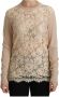 Dolce & Gabbana Kanten lange mouw top kasjmier blouse Beige Dames - Thumbnail 2