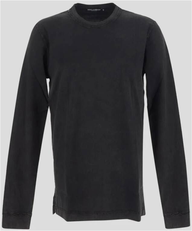Dolce & Gabbana Lange mouwen T-shirt met rafelige zoom Zwart Heren