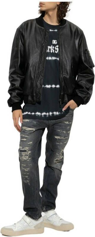 Dolce & Gabbana Leren jas Zwart Heren