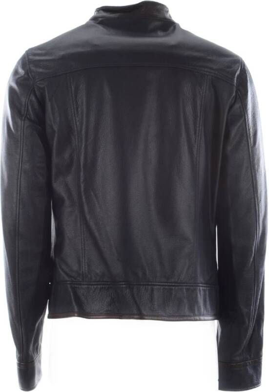 Dolce & Gabbana Heren Leren Jas Stijlvol Model Blauw Heren