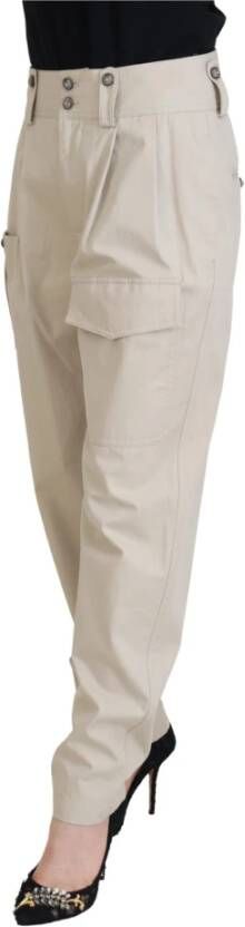 Dolce & Gabbana Leather Trousers Beige Dames