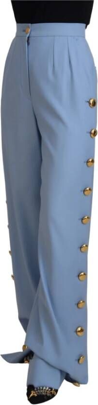 Dolce & Gabbana Leather Trousers Blauw Dames