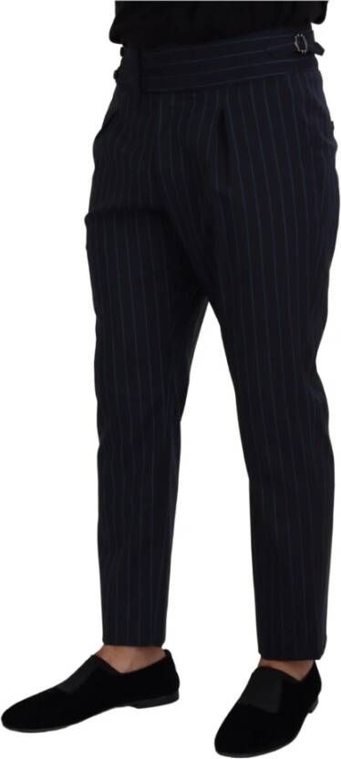 Dolce & Gabbana Leather Trousers Blauw Heren