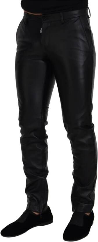 Dolce & Gabbana Leather Trousers Zwart Heren