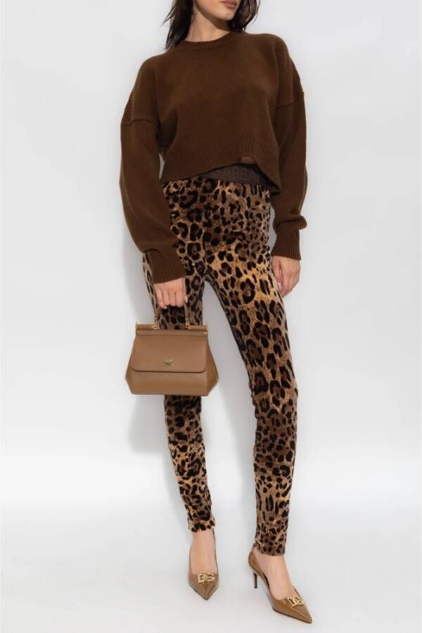 Dolce & Gabbana Leggings met luipaardprint Bruin Dames