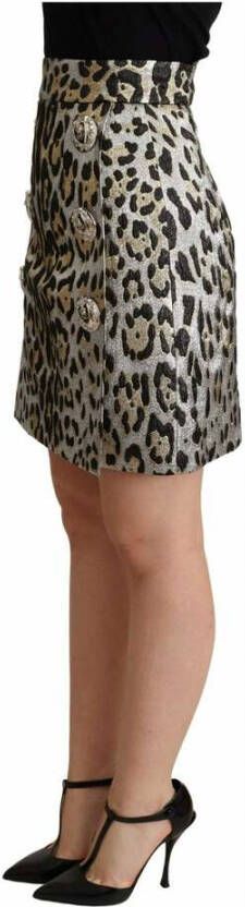 Dolce & Gabbana Leopard High Waist Mini Skirt Grijs Dames