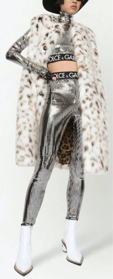 Dolce & Gabbana Leopard Print Faux-Fur Gilet White Dames