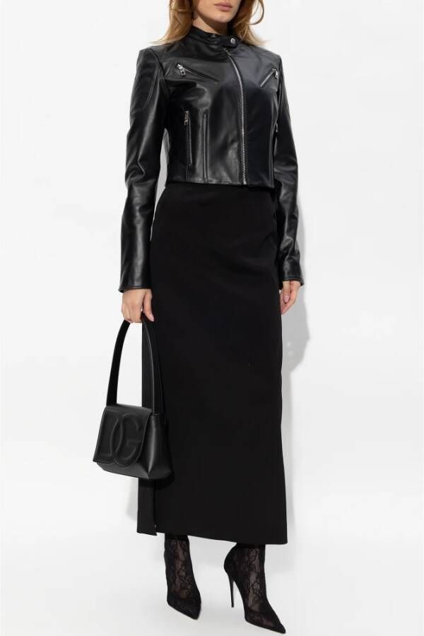 Dolce & Gabbana Leren jas Black Dames